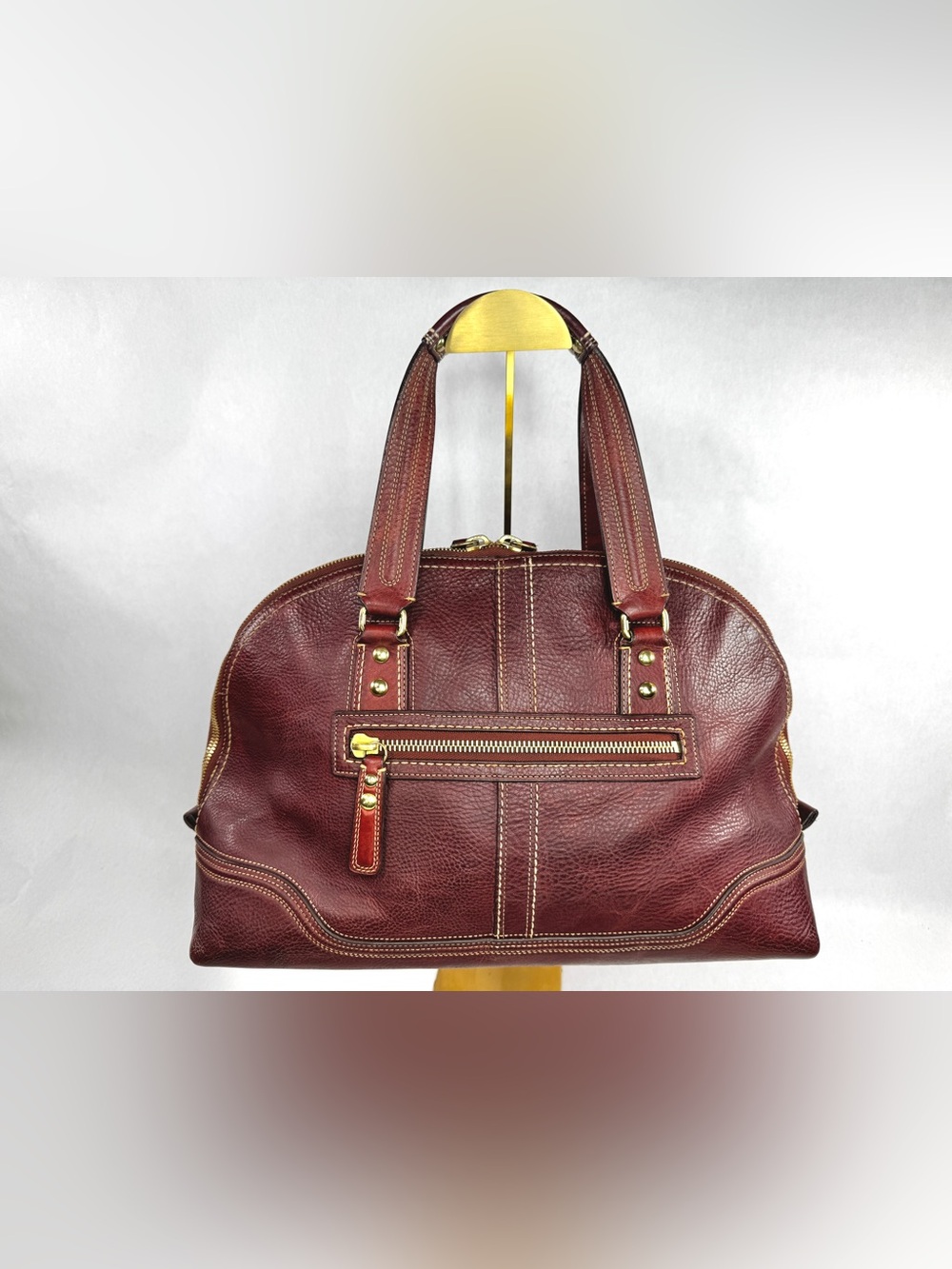 Coach Legacy Large Hamptons Miranda Rare Bordeaux Burgundy Leather Satchel Bag - Picture 5 of 15